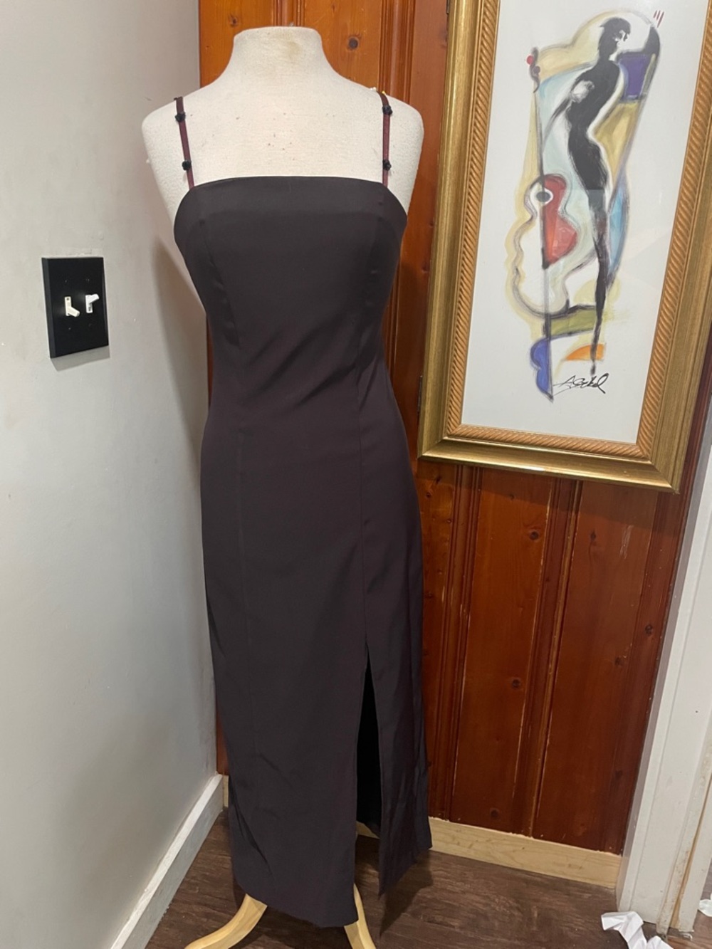 Elegant Black Maxi Slip Dress with Front Slit
